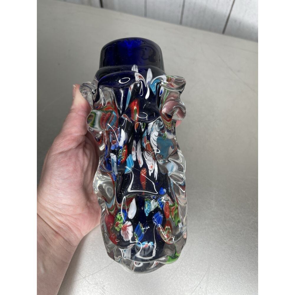 Venetian Murano Glass Millefiori Vase Vessel Vintage Unique Colorful 6.5in - Picture 2 of 7